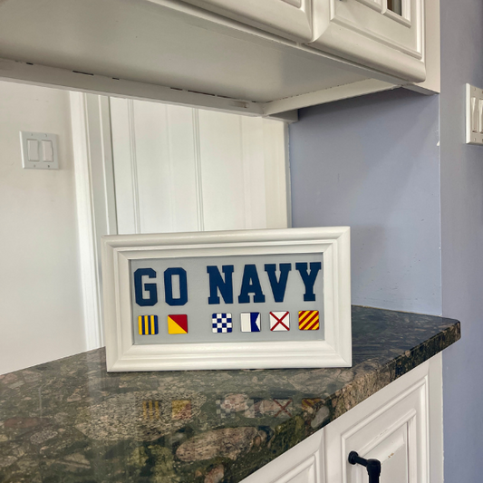 Framed Go Navy Nautical Flag Sign