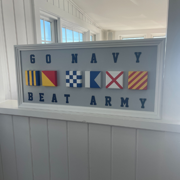 Large Framed Go Navy Beat Army Nautical Flag Sign