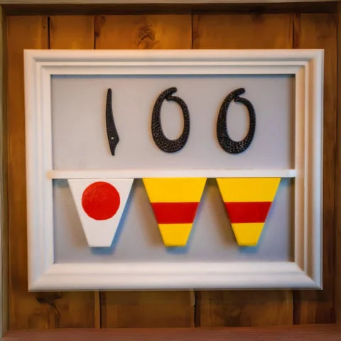 Custom Address Plaque (w/ Pennants & Numbers) Up to 4 Characters. Price Range $150-285