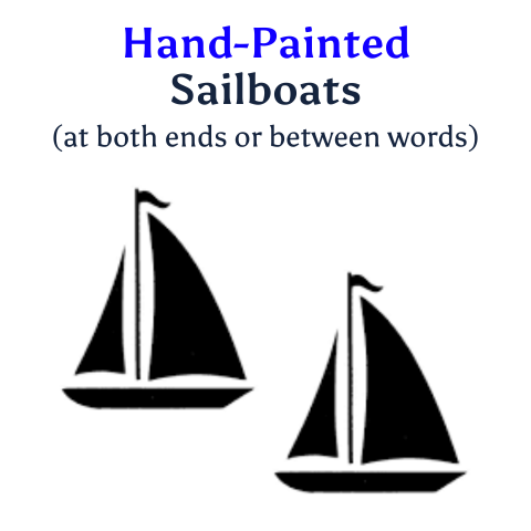 Hand-Painted Sailboat (To Separate Words or 2 At Both Ends)