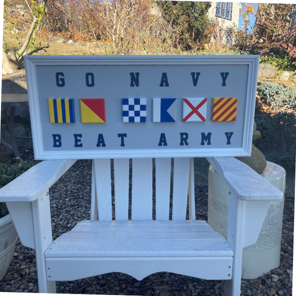 GO NAVY BEAT ARMY 缶バッジ　直径約75㎜ Large Framed Go Navy Beat Army Nautical Flag Sign – Ipswich River